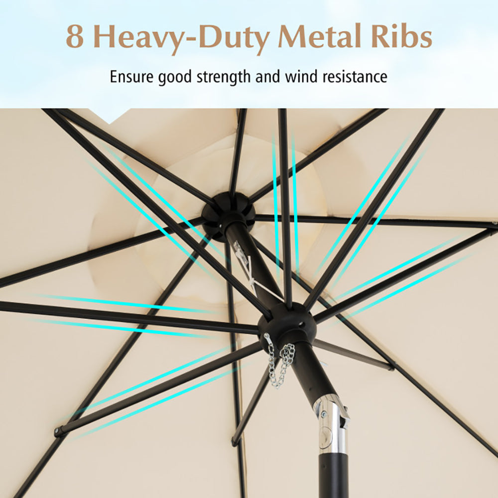 9 Feet Patio Umbrella With Crank Handle And Push Button Tilt