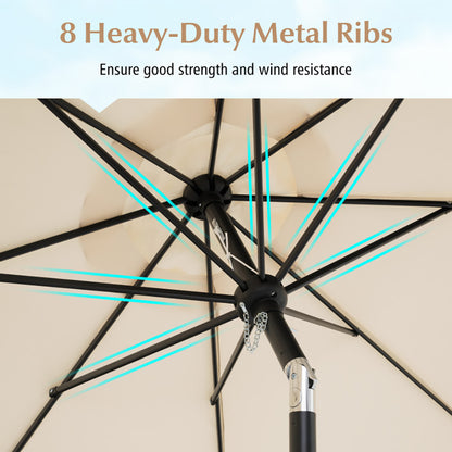 9 Feet Patio Umbrella With Crank Handle And Push Button Tilt