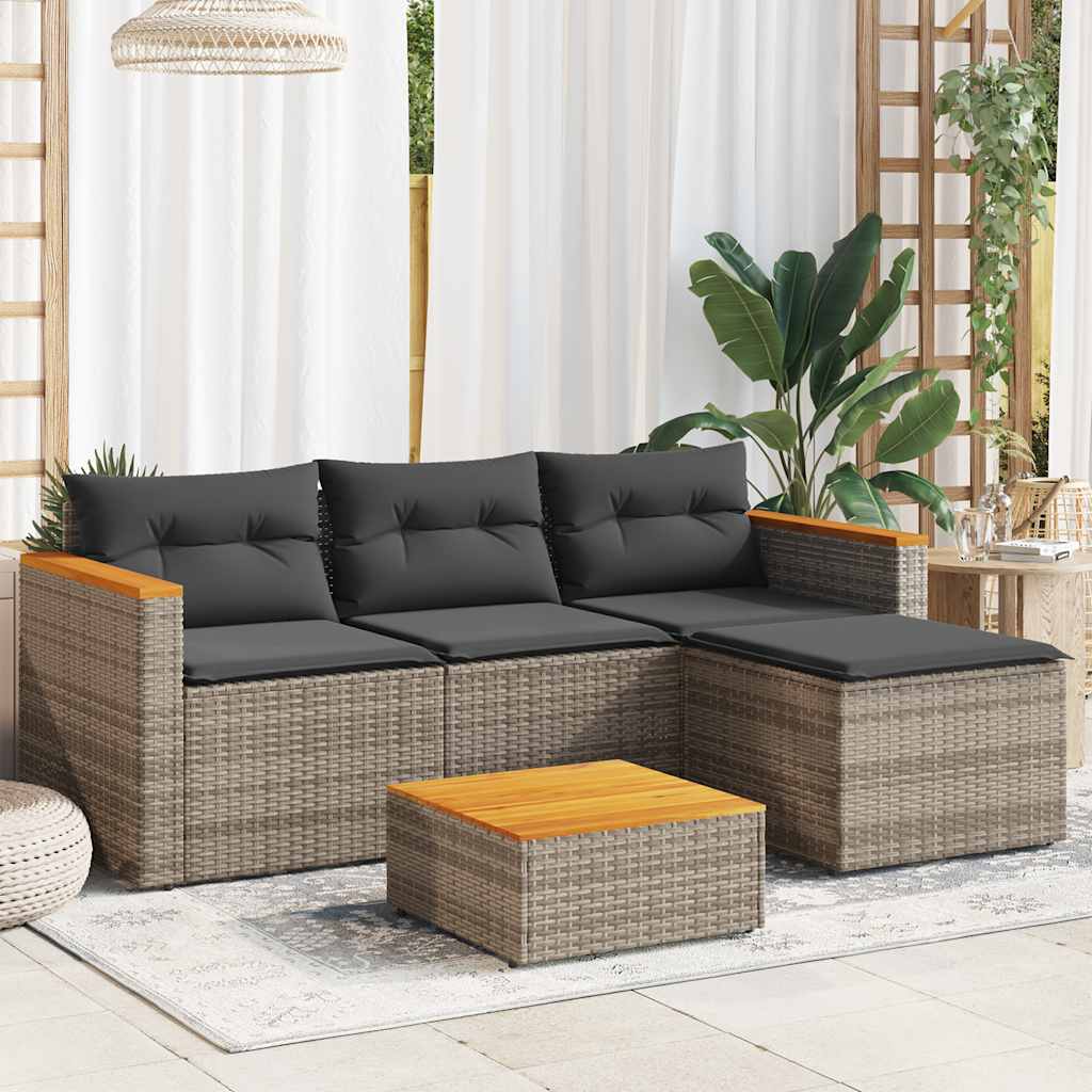 3-piece garden sofa set with cushions, poly rattan