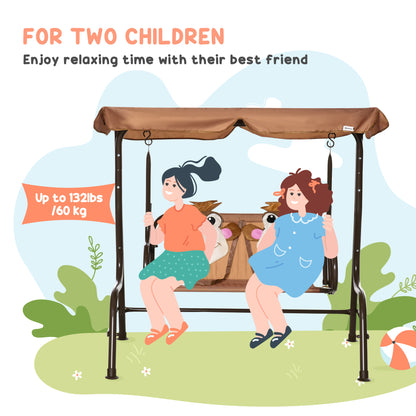 Porch Swing for Kids with Adjustable Canopy to Block Sun at Angles