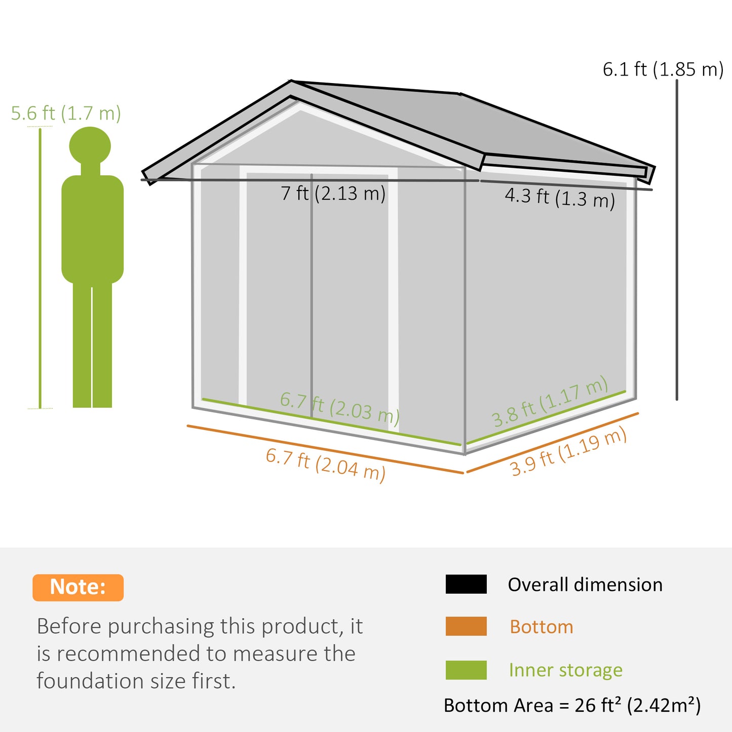 7 X 4ft Lockable Metal Garden Tool Storage Shed, Outdoor Storage Shed With Foundation And Vents, Light Brown