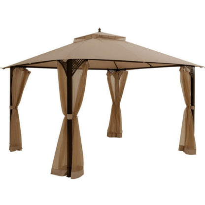 12 X 10 Feet Outdoor Double Top Patio Gazebo With Netting