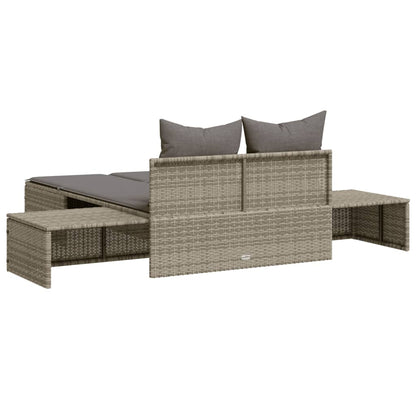 Double Sun Lounger with Cushions Poly Rattan