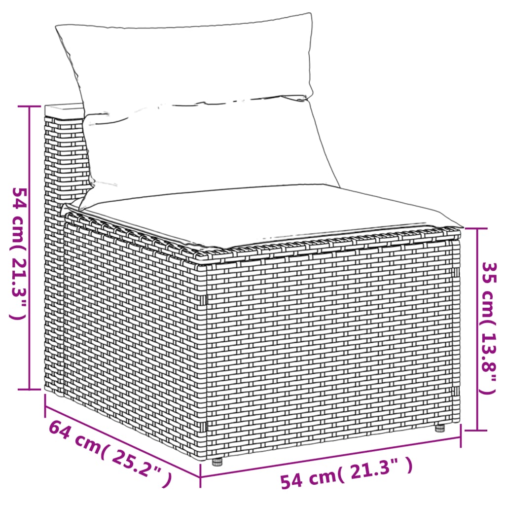 Garden Sofas without Armrests with Cushions, 2 Pieces