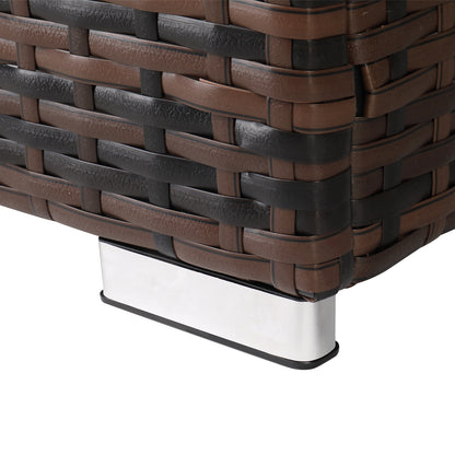 Gas Cylinder Storage, Brown Gradient, Braided Rattan Edging Table, 39.5x39.5x56.5cm