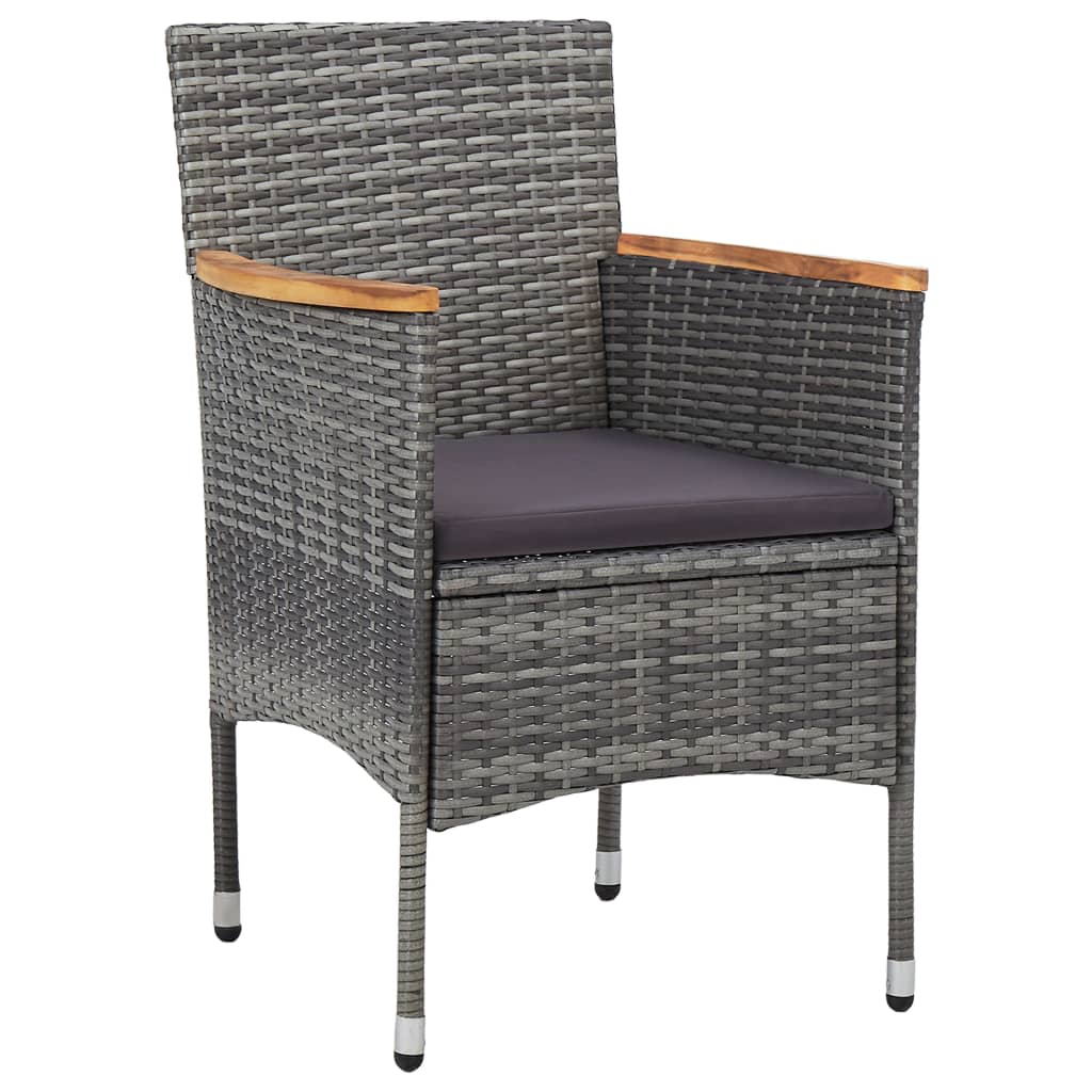 Garden Dining Chairs, 2 Pieces, Poly Rattan, Grey