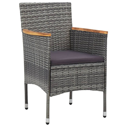 Garden Dining Chairs, 2 Pieces, Poly Rattan, Grey