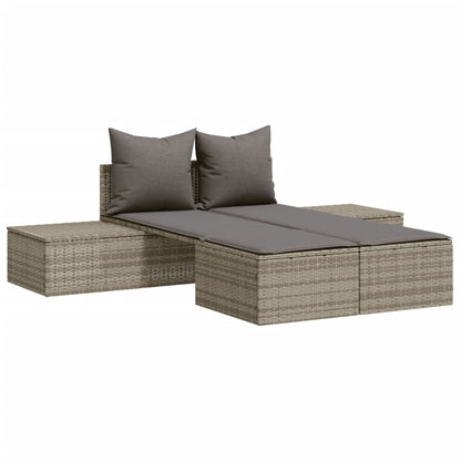 Double Sun Lounger with Cushions Poly Rattan