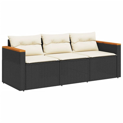 Garden Sofa with Cushions 3-Seater Poly Rattan