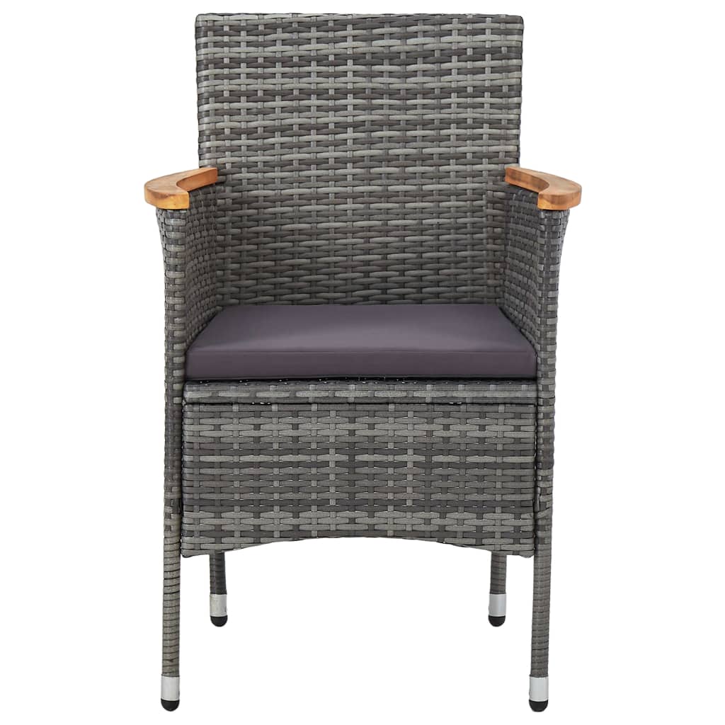 Garden Dining Chairs, 2 Pieces, Poly Rattan, Grey