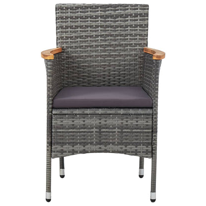 Garden Dining Chairs, 2 Pieces, Poly Rattan, Grey
