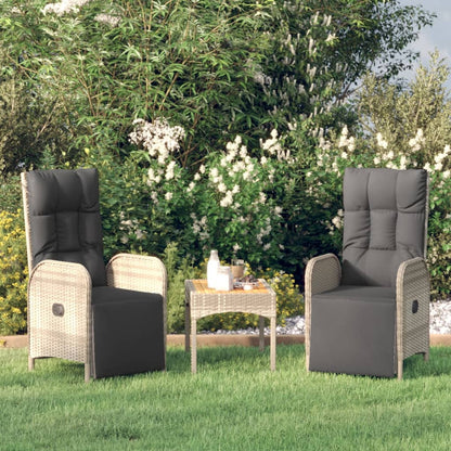 Garden Relaxing Chairs, 2 Pieces, with Table, Poly Rattan
