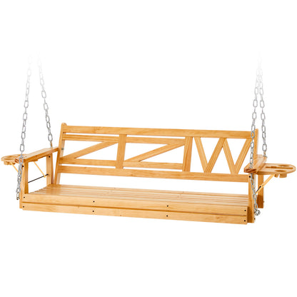 Wooden Outdoor Porch Swing With 3-seat