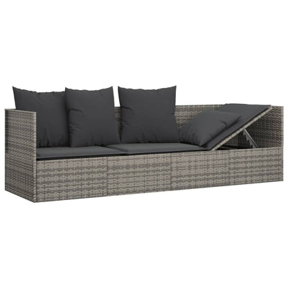 Outdoor Lounge Bed with Cushions Poly Rattan