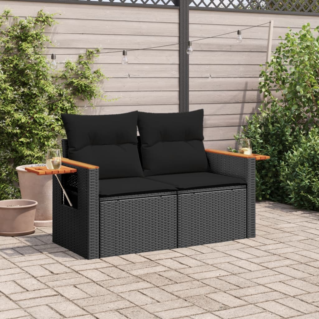 Garden Sofa with Cushions 2-Seater Poly Rattan