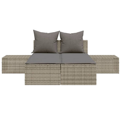 Double Sun Lounger with Cushions Poly Rattan