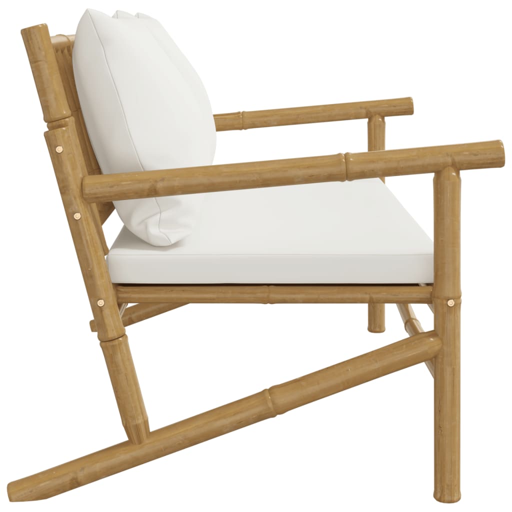 garden bench with cream-white cushions,   garden chairs 2