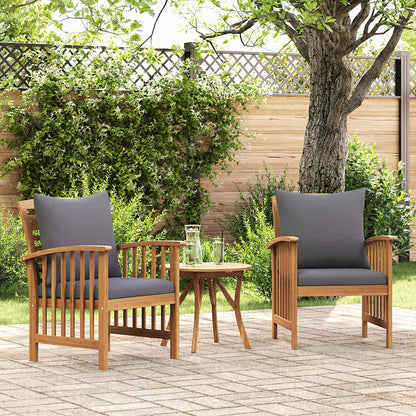 Garden Chairs with Cushions, 2 Pieces, Solid Acacia Wood