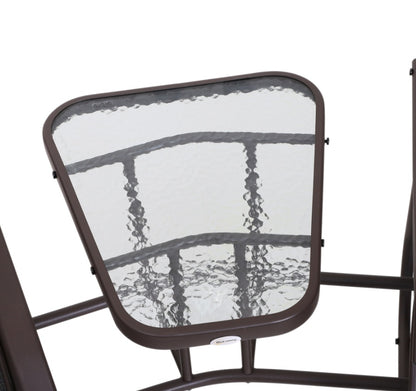 Outdoor Glider Swing 2-Seat Independent Chairs Grey With Center Coffee Table