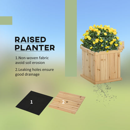 37L Wooden Garden Planter & Bench Combination Garden Raised Bed Patio Park Natural 176 X 38 X 40 Cm