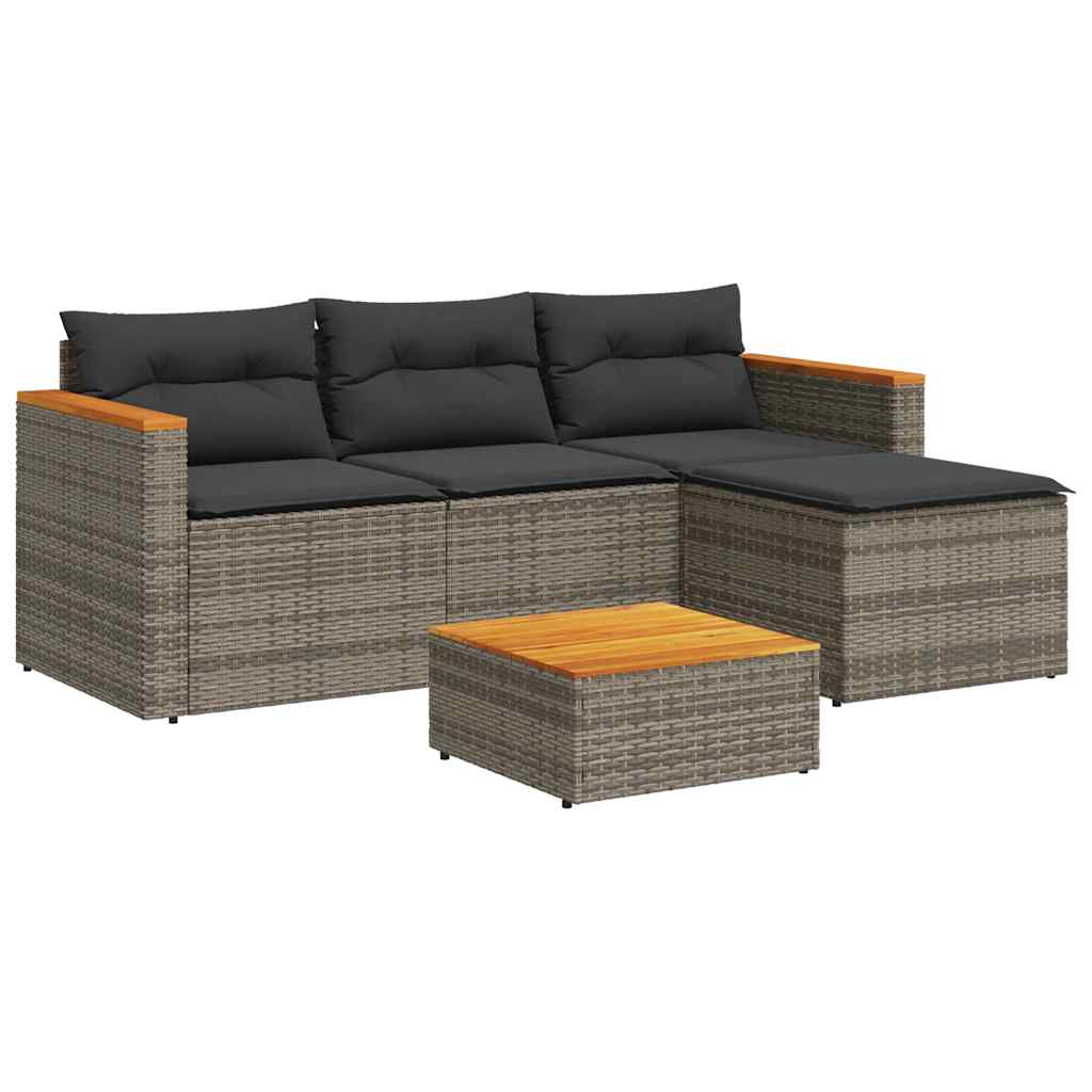 3-piece garden sofa set with cushions, poly rattan