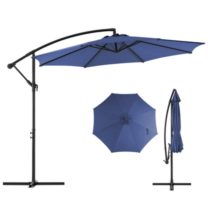 9.8FT Offset Patio Umbrella Hanging Cantilever Umbrella Outdoor Sun Shade With Easy Tilt Adjustment, 8 Ribs, UV Protection For Backyard, Lawn