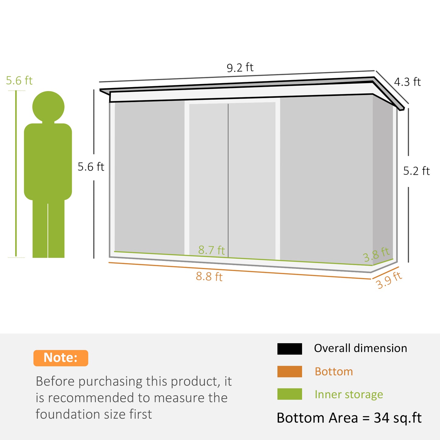 9'x4.5'x5.5' Rust Resistant Metal Garden Shed, Vented, Green White, Perfect For Backyard Lawn Tool Storage  Garden Essentials