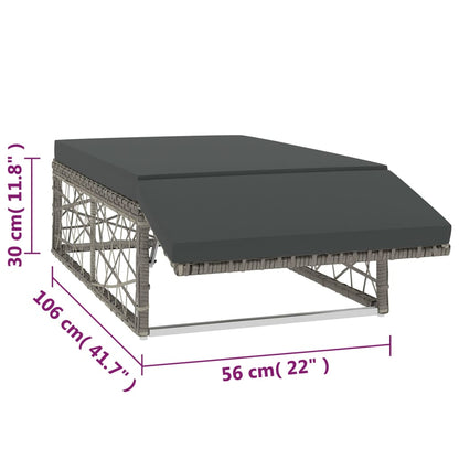 2-piece garden lounge set with cushions, poly rattan, grey