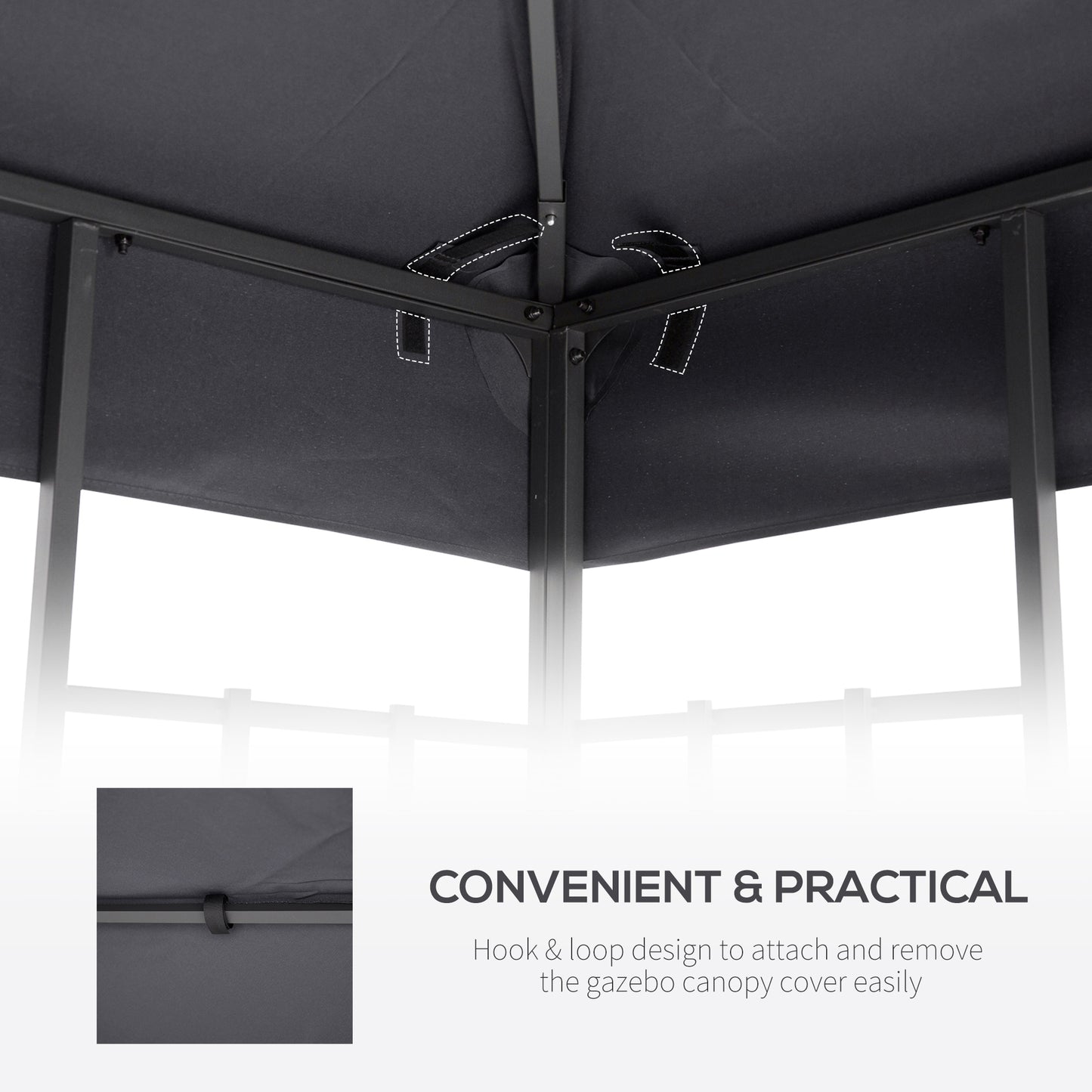 10' X 10' Gazebo Replacement Canopy 2 Tier Top UV Cover Pavilion Garden Patio Outdoor Dark Gray