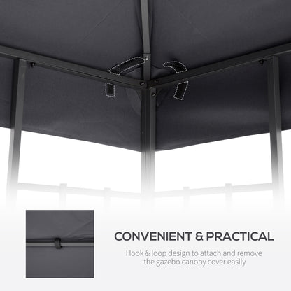 10' X 10' Gazebo Replacement Canopy 2 Tier Top UV Cover Pavilion Garden Patio Outdoor Dark Gray