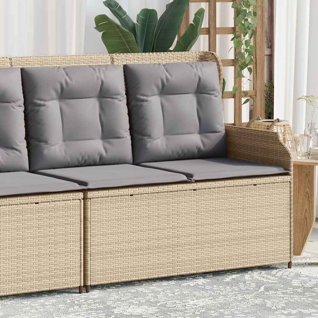 Adjustable Garden Bench with Cushions, Poly Rattan,