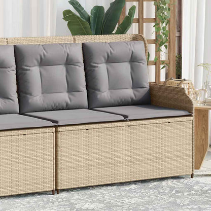 Adjustable Garden Bench with Cushions, Poly Rattan,