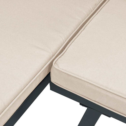 Garden Benches with Cushions, 2 Pieces, Black Powder-Coated Steel