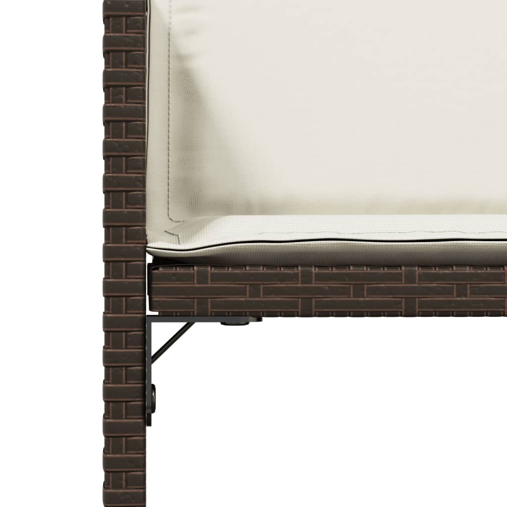 Garden Chairs with Cushions, 4 Pieces, Brown Poly Rattan