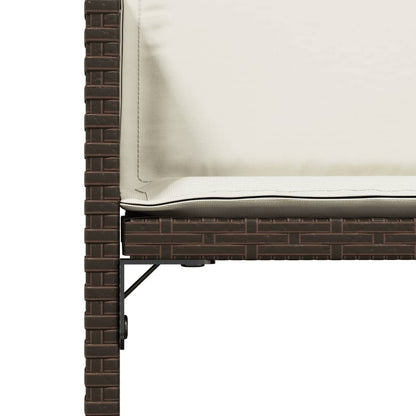 Garden Chairs with Cushions, 4 Pieces, Brown Poly Rattan