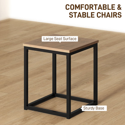 5 Piece Dining Table And Chairs Set 4, Industrial Space Saving Table And Chairs With Metal Frame, Square Kitchen Table And Stools For Dining Room, Brown