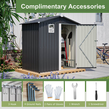 6FT X 4FT Outdoor Garden Shed - Durable, Weather-Resistant Storage With Lockable Hinged Doors And Sloping Roof