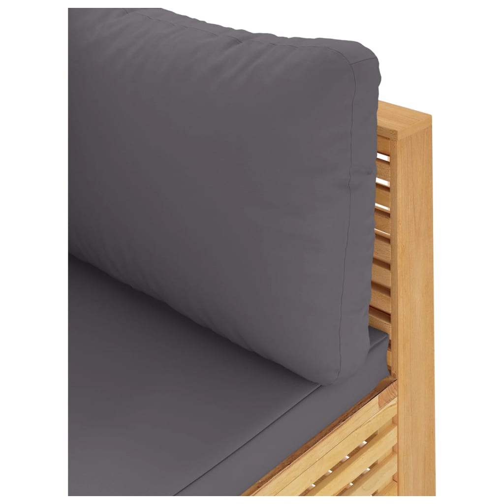 Garden Corner Sofa with Dark Grey Cushions, Solid Teak Wood