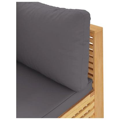 Garden Corner Sofa with Dark Grey Cushions, Solid Teak Wood