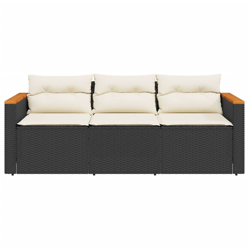 Garden Sofa with Cushions 3-Seater Poly Rattan