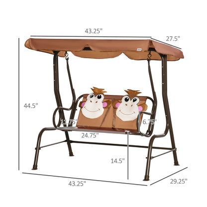 Porch Swing for Kids with Adjustable Canopy to Block Sun at Angles
