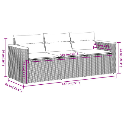 Garden Sofa with Cushions 3-Seater Poly Rattan