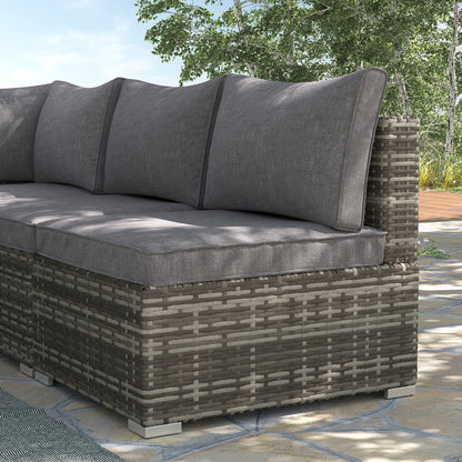 Armless Rattan Garden Chair, Outdoor Rattan Chair With Cushions, PE Wicker Garden Furniture With Steel Frame, Adjustable Footpads For Garden, Terrace, Deep Grey
