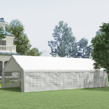 32x16 Outdoor Canopy Tent, Heavy Duty Carport With Cathedral Window, Removable Sidewalls, White, For Party, Wedding Tent