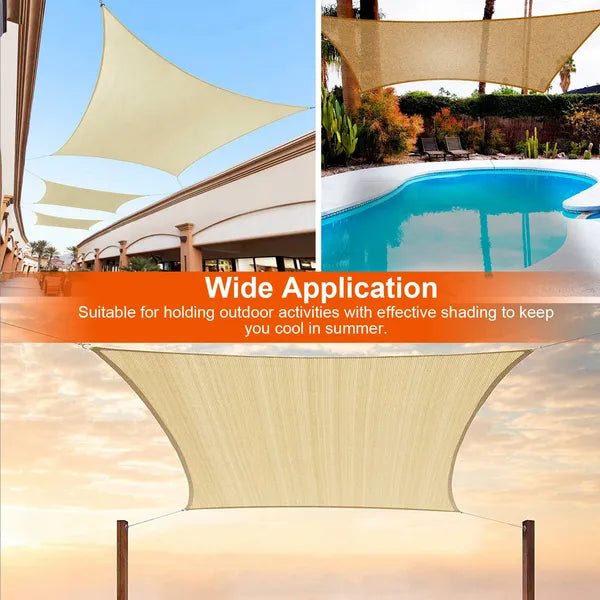 Rectangle Shade Sails Top Canopy 98% UV Block Awning Shelter 185GSM HDPE Patio Cover With Snap Hooks Ropes For Outdoor Garden Backyard