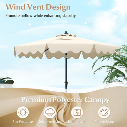 9 Feet Patio Umbrella With Crank Handle And Push Button Tilt
