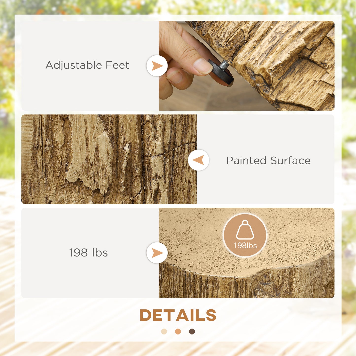 17" Tall Tree Stump End Table