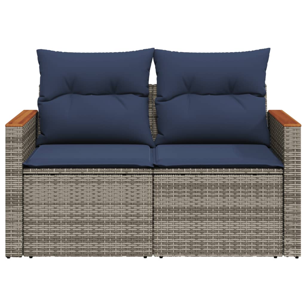 Garden Sofa with Cushions, 2-Seater, Poly Rattan
