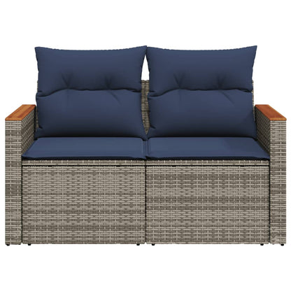 Garden Sofa with Cushions, 2-Seater, Poly Rattan