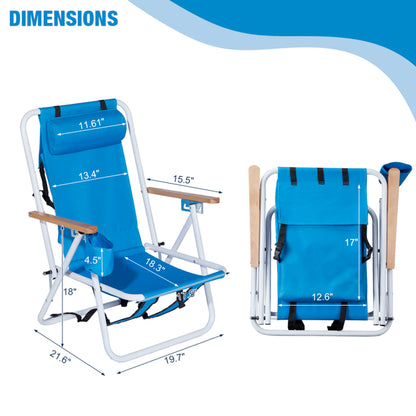 Blue Beach Chair Steel Tube Oxford Cloth